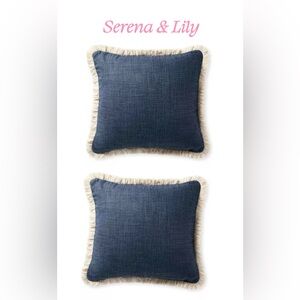Serena & Lily Navy Bowden pillow cover X2
